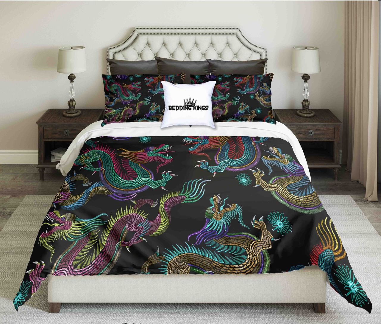 Dragony Pattern Design Kings 3D Customized Duvet Cover Bedding Set