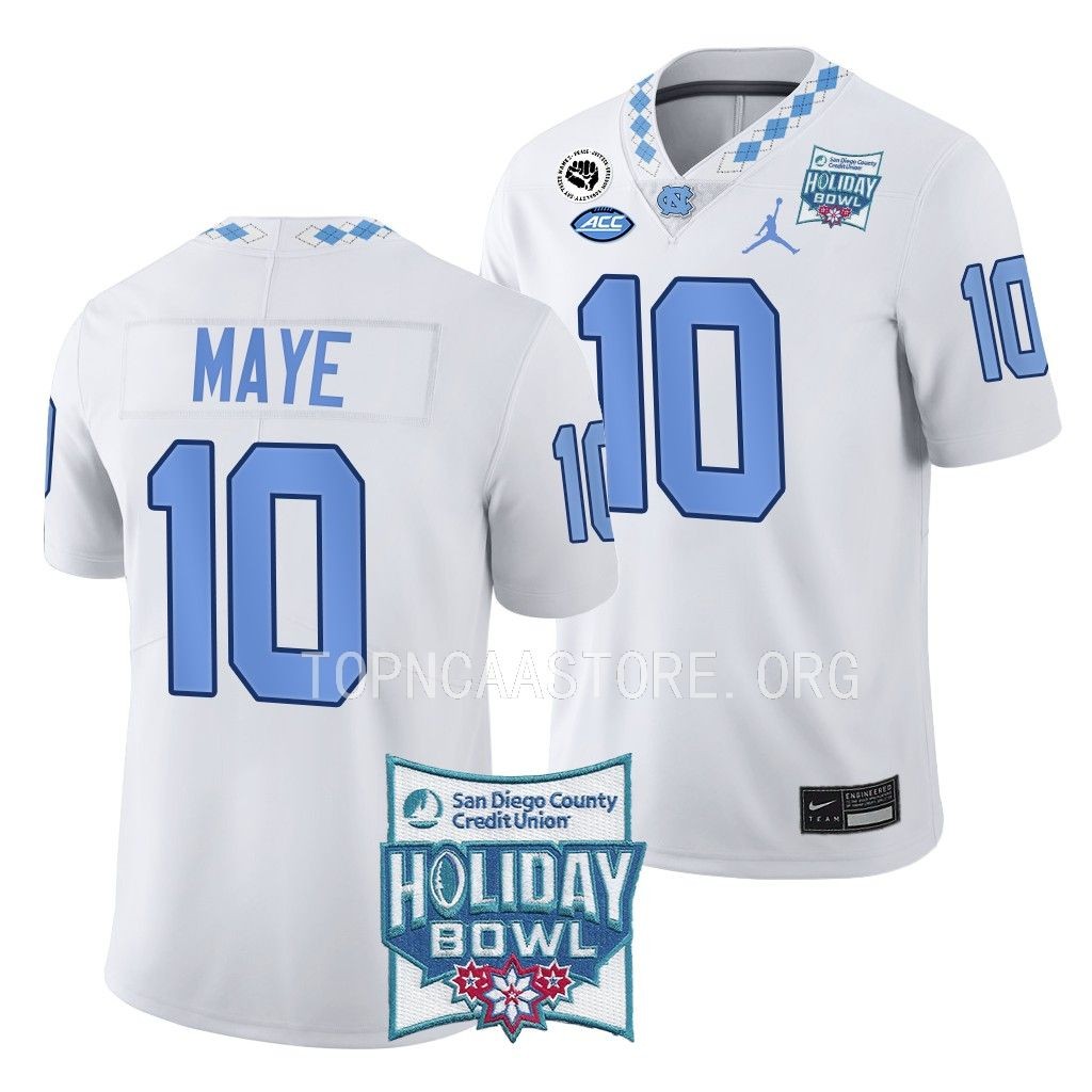 Drake Maye North Carolina Tar Heels #10 White Jersey 2022 Holiday Bowl Men's Limited Uniform