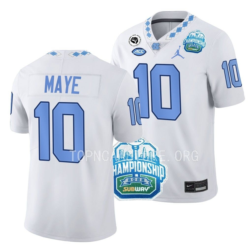 Drake Maye North Carolina Tar Heels 2022 ACC Championship #10 Jersey Men's White Limited Uniform