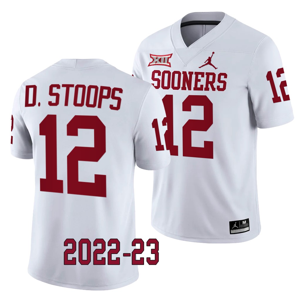 Drake Stoops Oklahoma Sooners 2022-23 College  Game Jersey Men’s White #12 Uniform