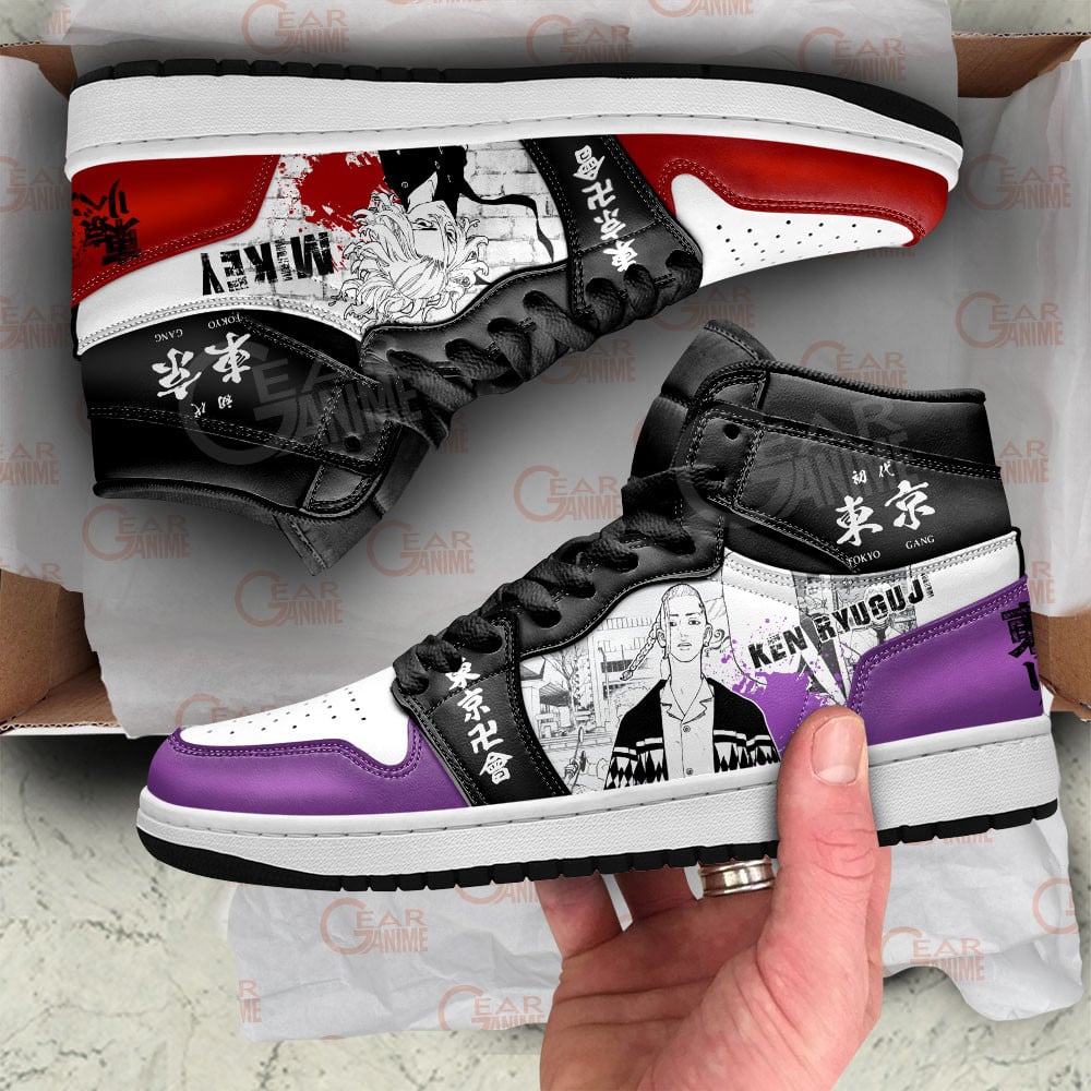 Draken and Mikey JD1s Sneakers Tokyo Revengers Manga Anime Shoes, Air Jordan Hightop