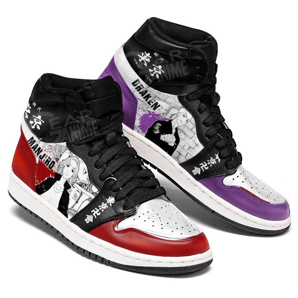Draken and Mikey JD1s Sneakers Tokyo Revengers Manga Anime Shoes, Air Jordan Hightop