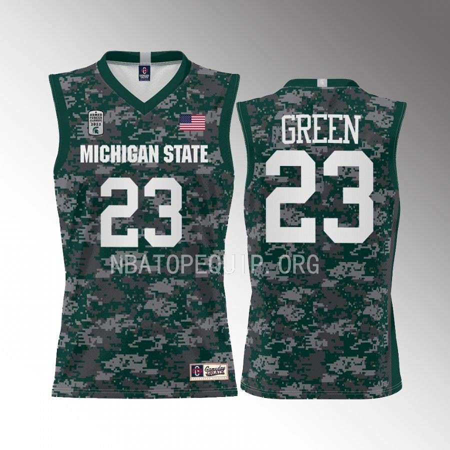 Draymond Green Michigan State Spartans Green Jersey 2022 Armed Forces Carrier Classic Game