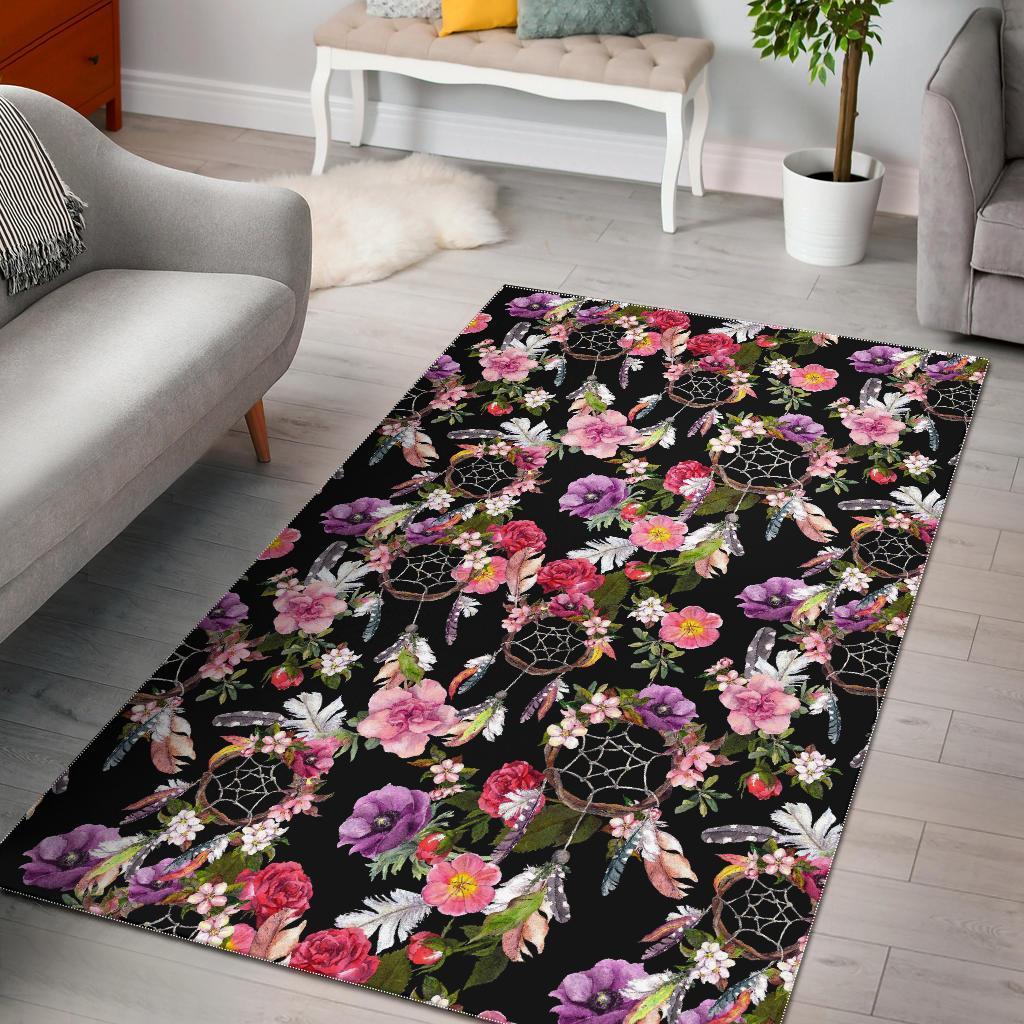 Dream Catcher Flower Boho Feather Area Limited Edition Rectangle Rug