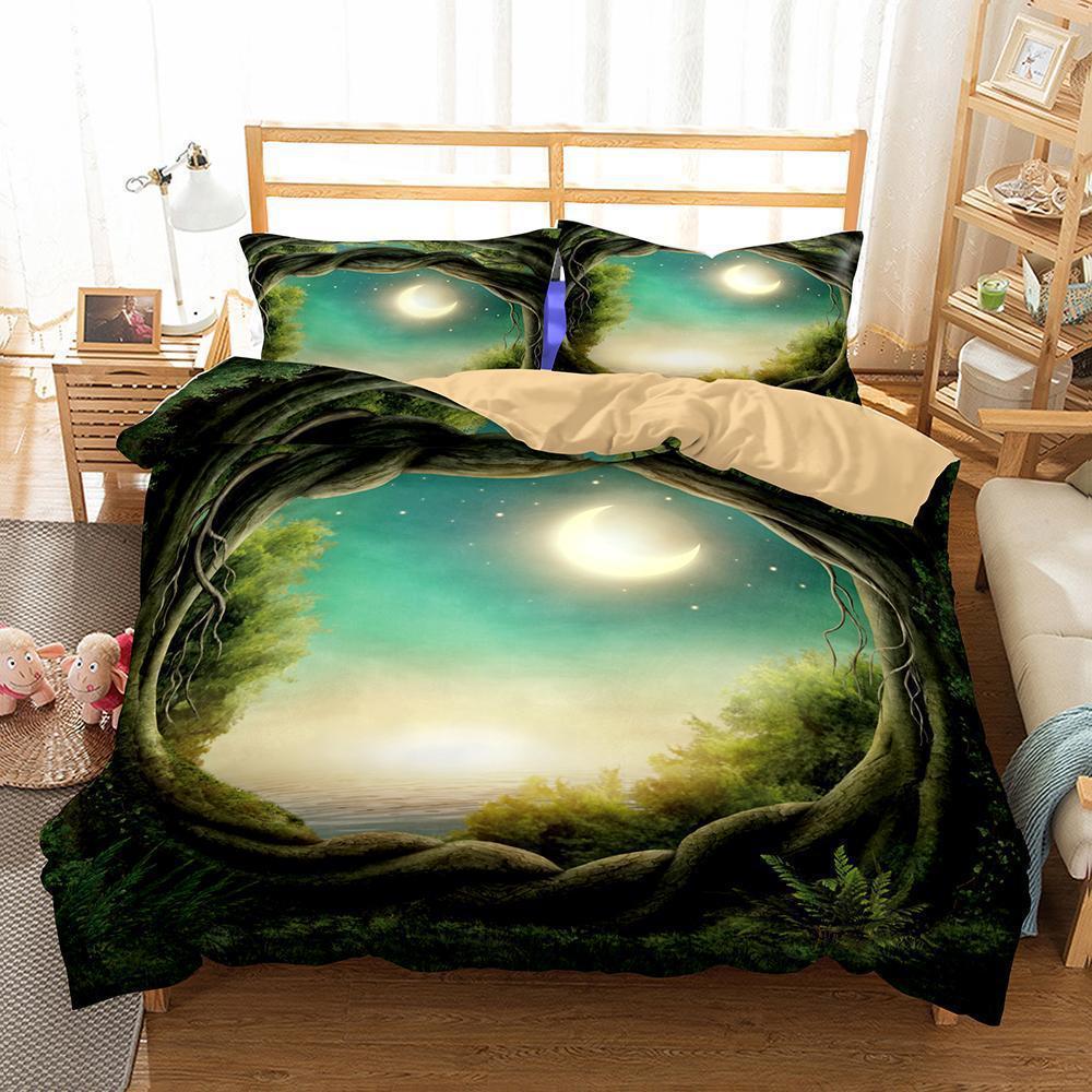 Dream Forest Digital Print Theme Of Variousizes Of Household Itemss 3D Customized Duvet Cover Bedding Set