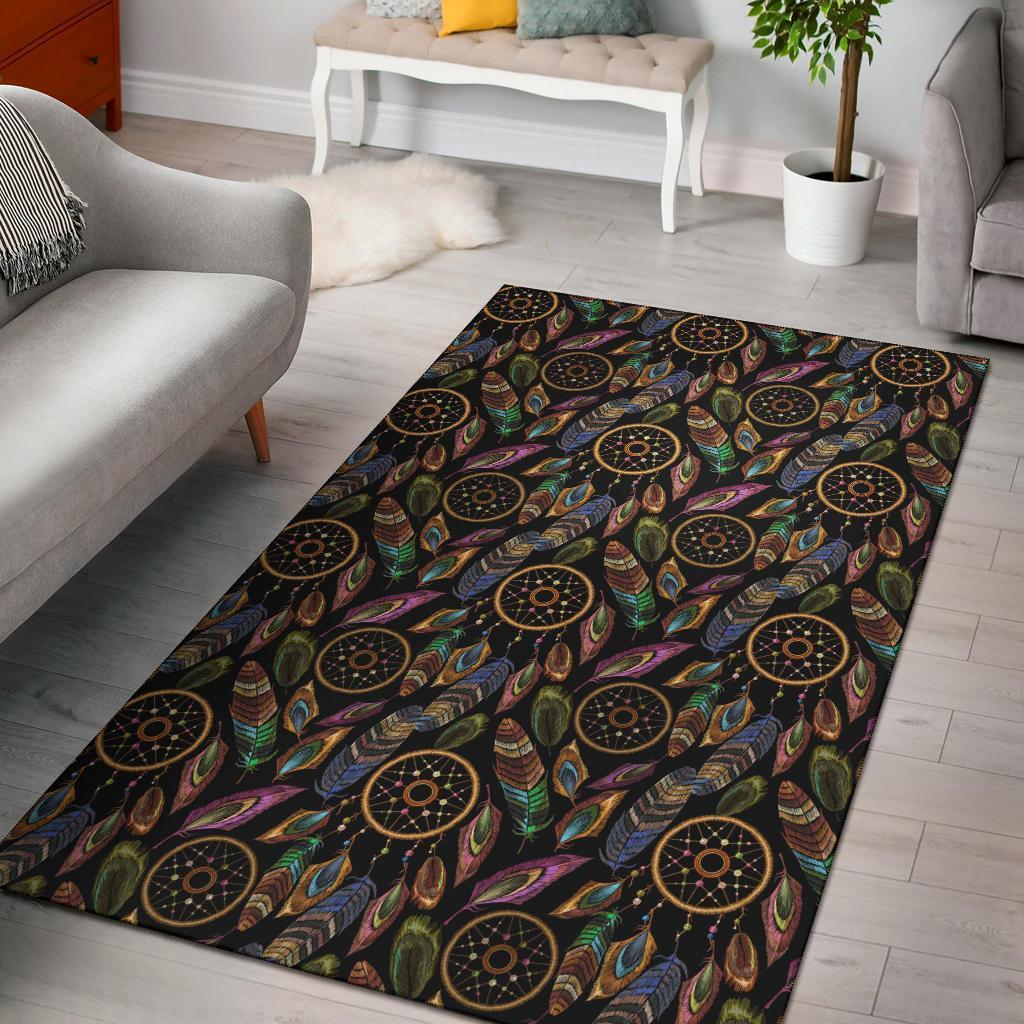 Dreamcatcher Boho Seamless Pattern Area Rectangle Rug