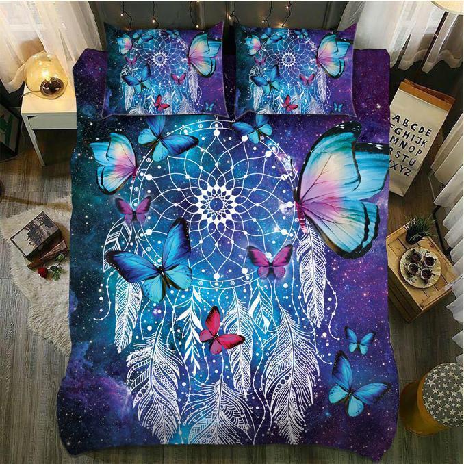 Dreamcatcher Pink And Blue Butterfly3D Customized Duvet Cover Bedding Set