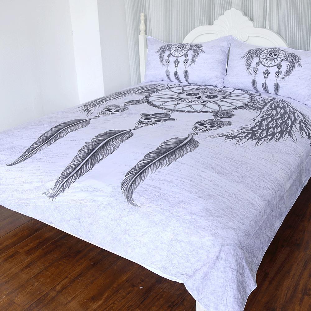 Dreamcatcher Wings Kulls Art Hop 3D Customized Duvet Cover Bedding Set