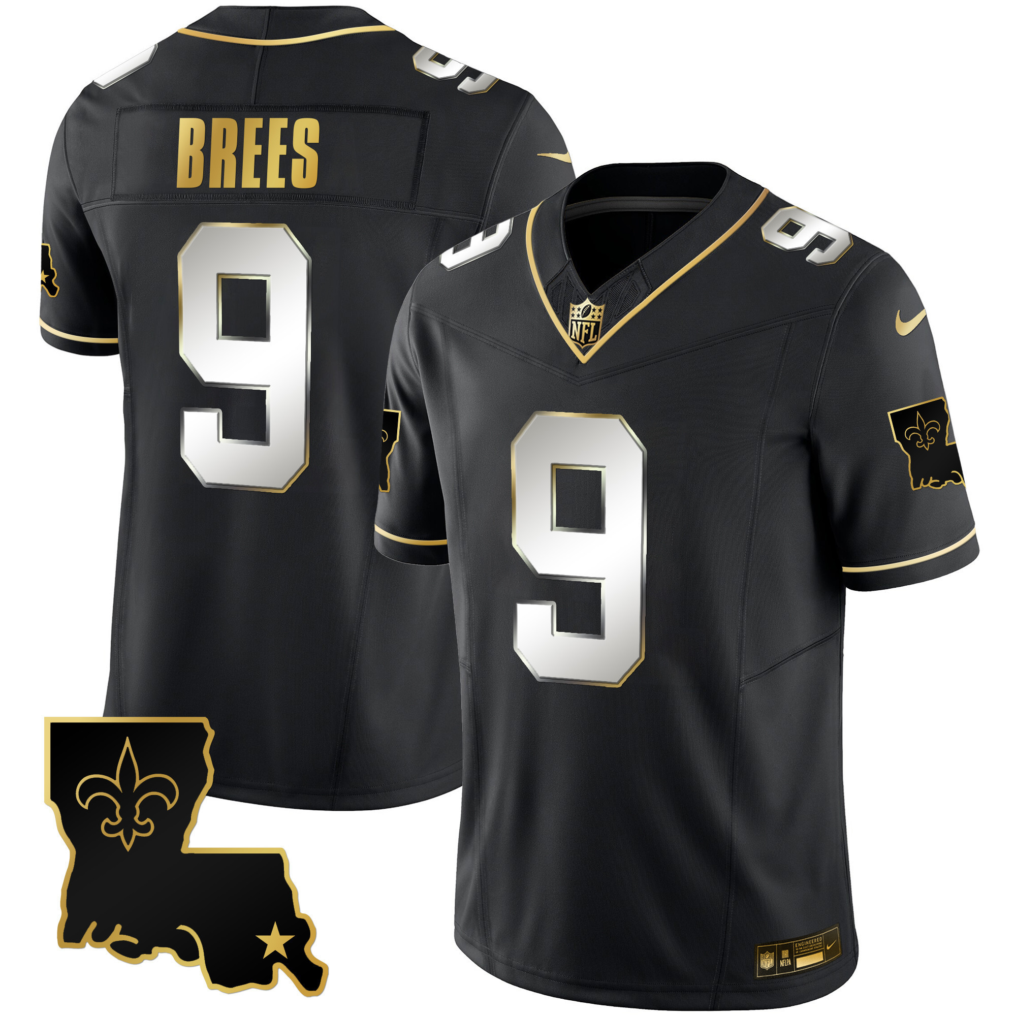 Drew Brees Men's New Orleans Saints 1987 Legacy Gold Vapor Black Limited Jersey - All Stitched 