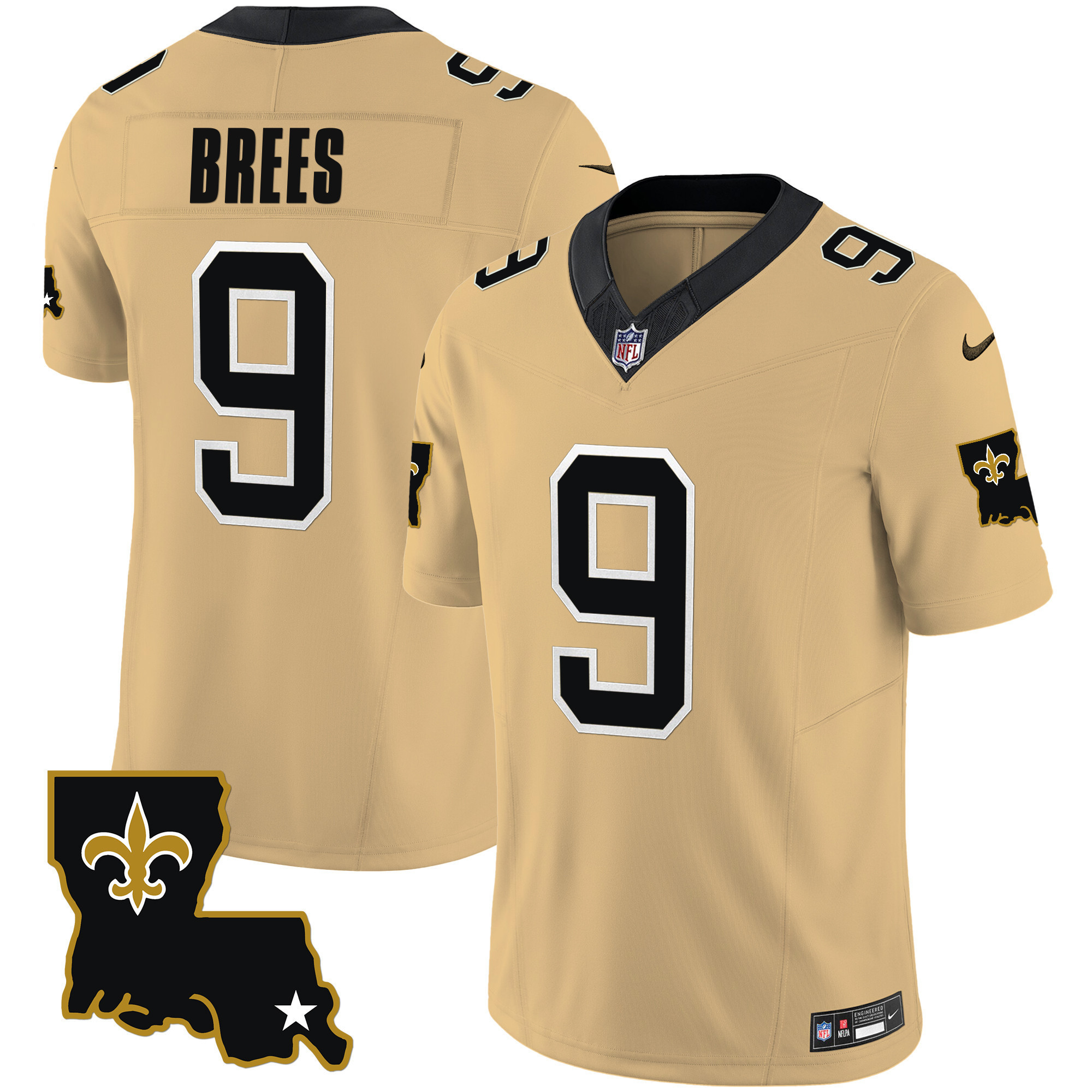 Drew Brees Men's New Orleans Saints 1987 Legacy Vapor Gold Jersey - All Stitched 