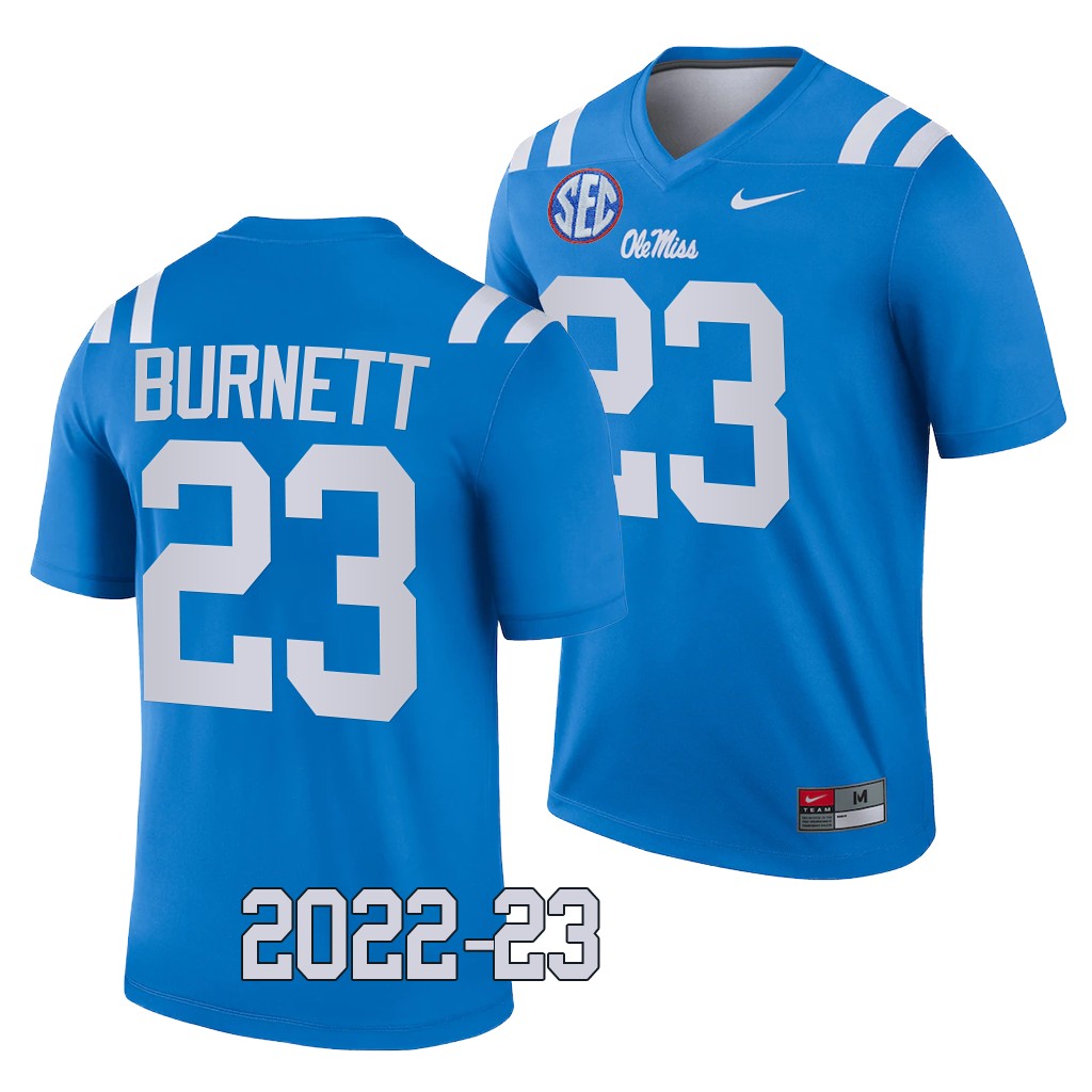 Drew Burnett Ole Miss Rebels 2022-23 College Legend Jersey Men’s Powder Blue #23 Uniform