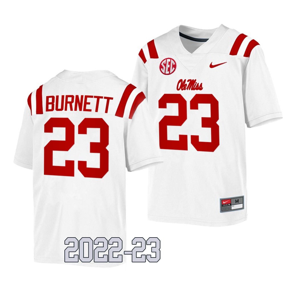 Drew Burnett Ole Miss Rebels College White Men Game 23 Jersey 2022-23