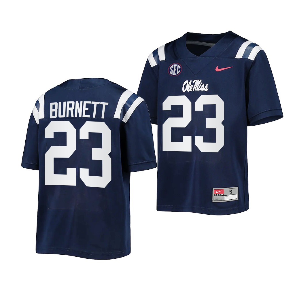 Drew Burnett Ole Miss Rebels Navy 2022-23 Untouchable Game Youth Jersey