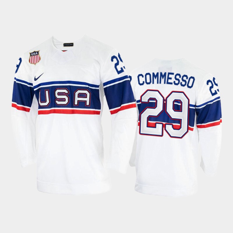 Drew Commesso USA White Jersey 2022 Winter Olympics