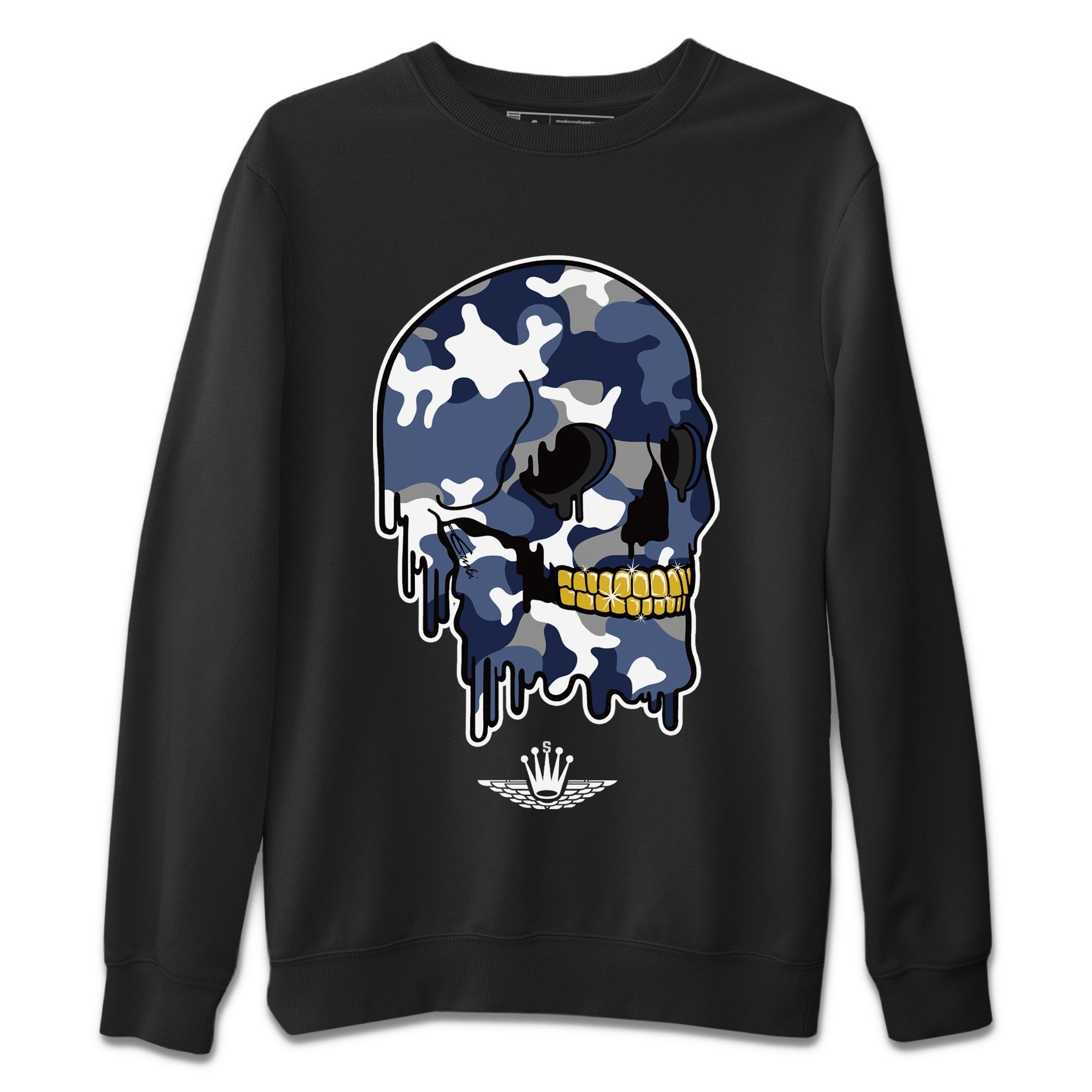 Dripping Camo Skull Unisex Sweater – Air Jordan 11 Midnight Navy, Sneakers Matching Sweater