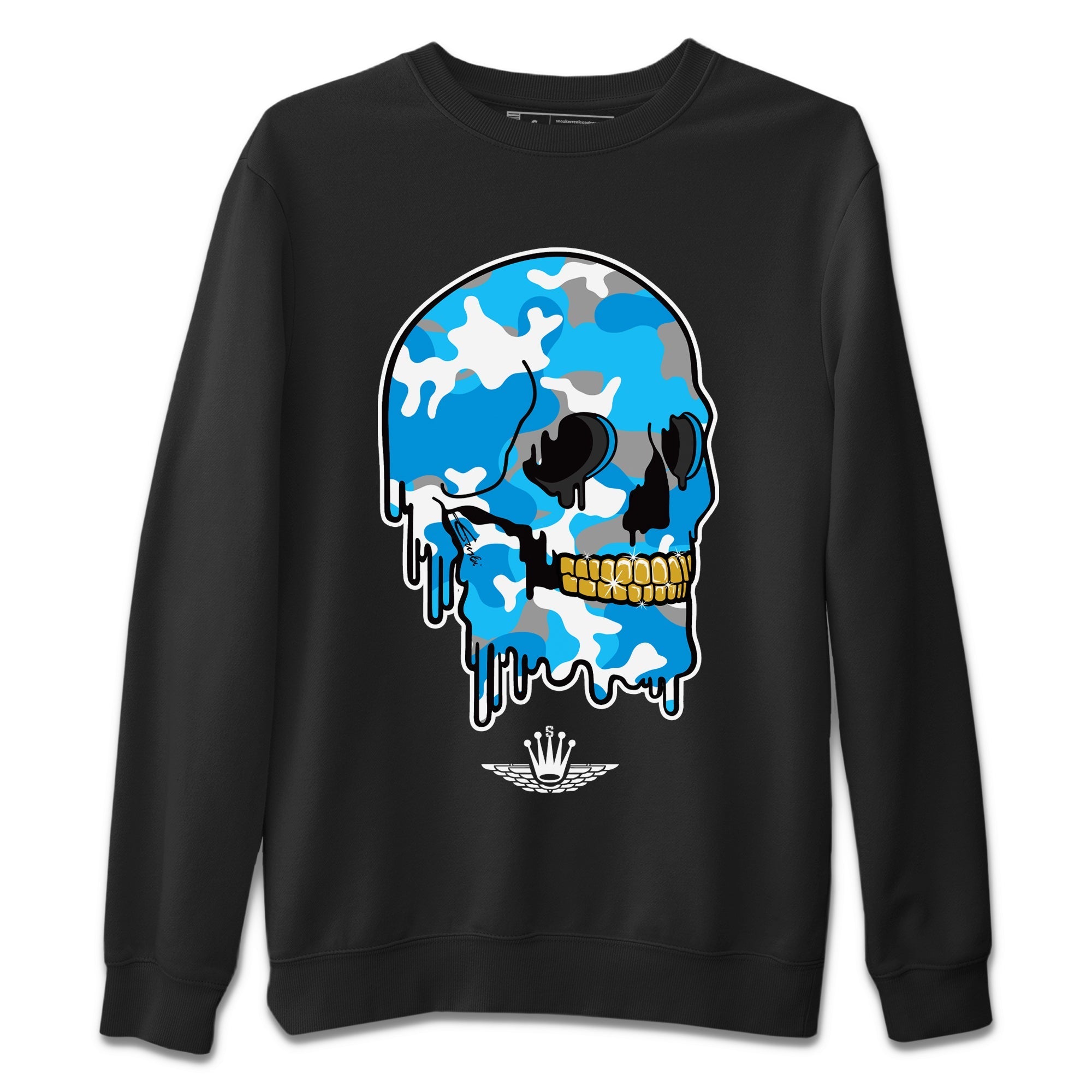 Dripping Camo Skull Unisex Sweater – Air Jordan 13 UNC, Sneakers Matching Sweater