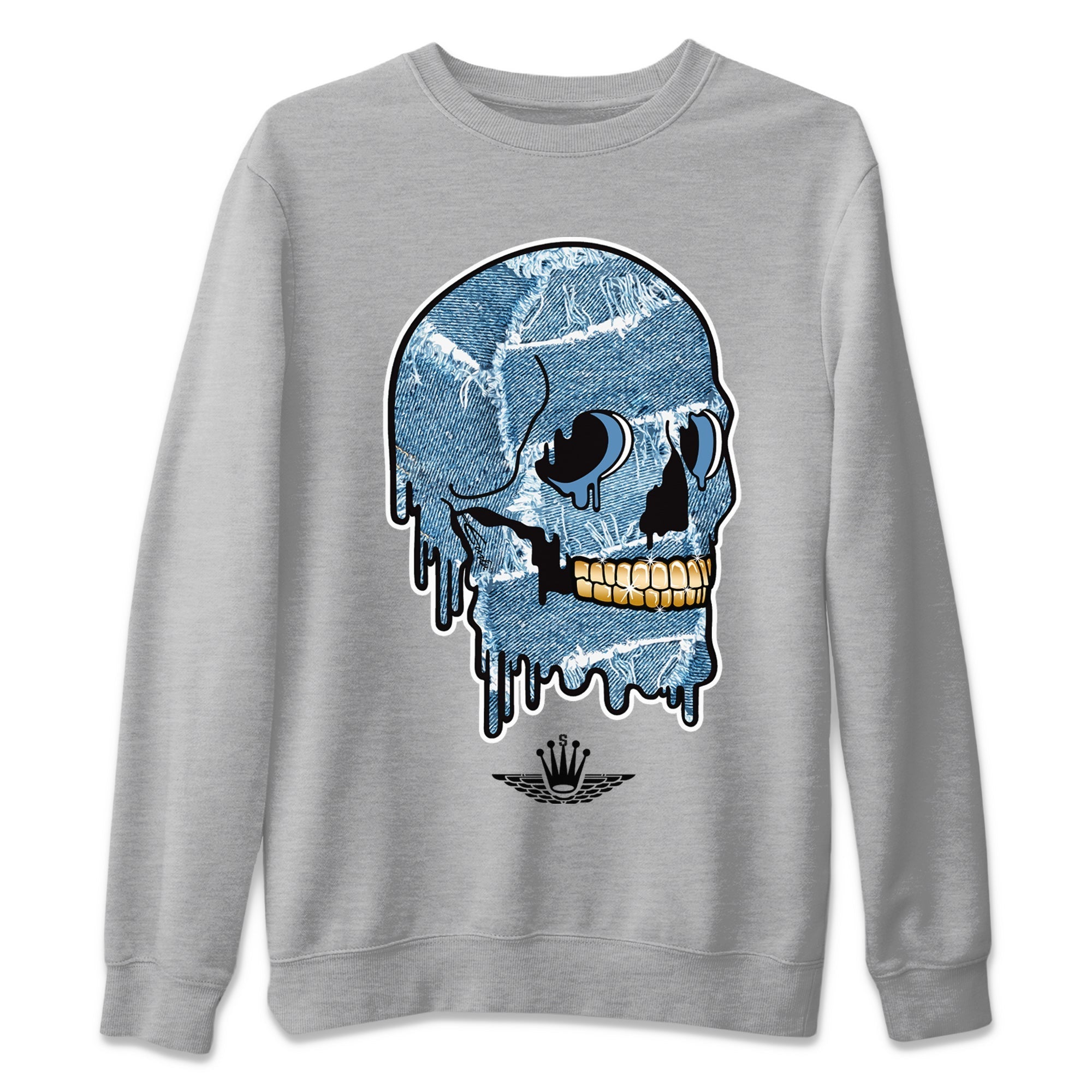 Dripping Camo Skull Unisex Sweater – Air Jordan 1 Denim, Sneakers Matching Sweater