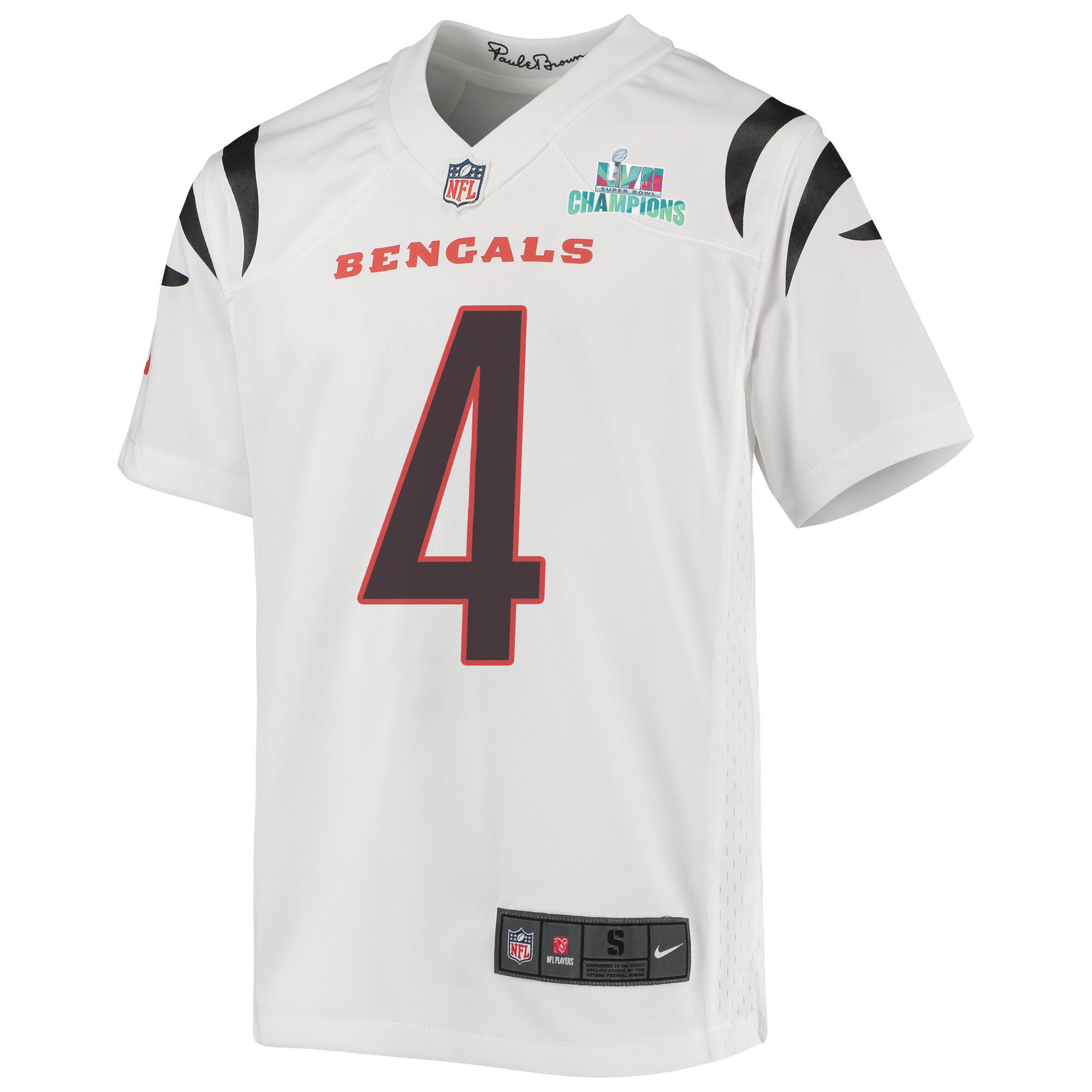 Drue Chrisman 4 Cincinnati Bengals Super Bowl LVII Champions Youth Game Stitched Jersey – White