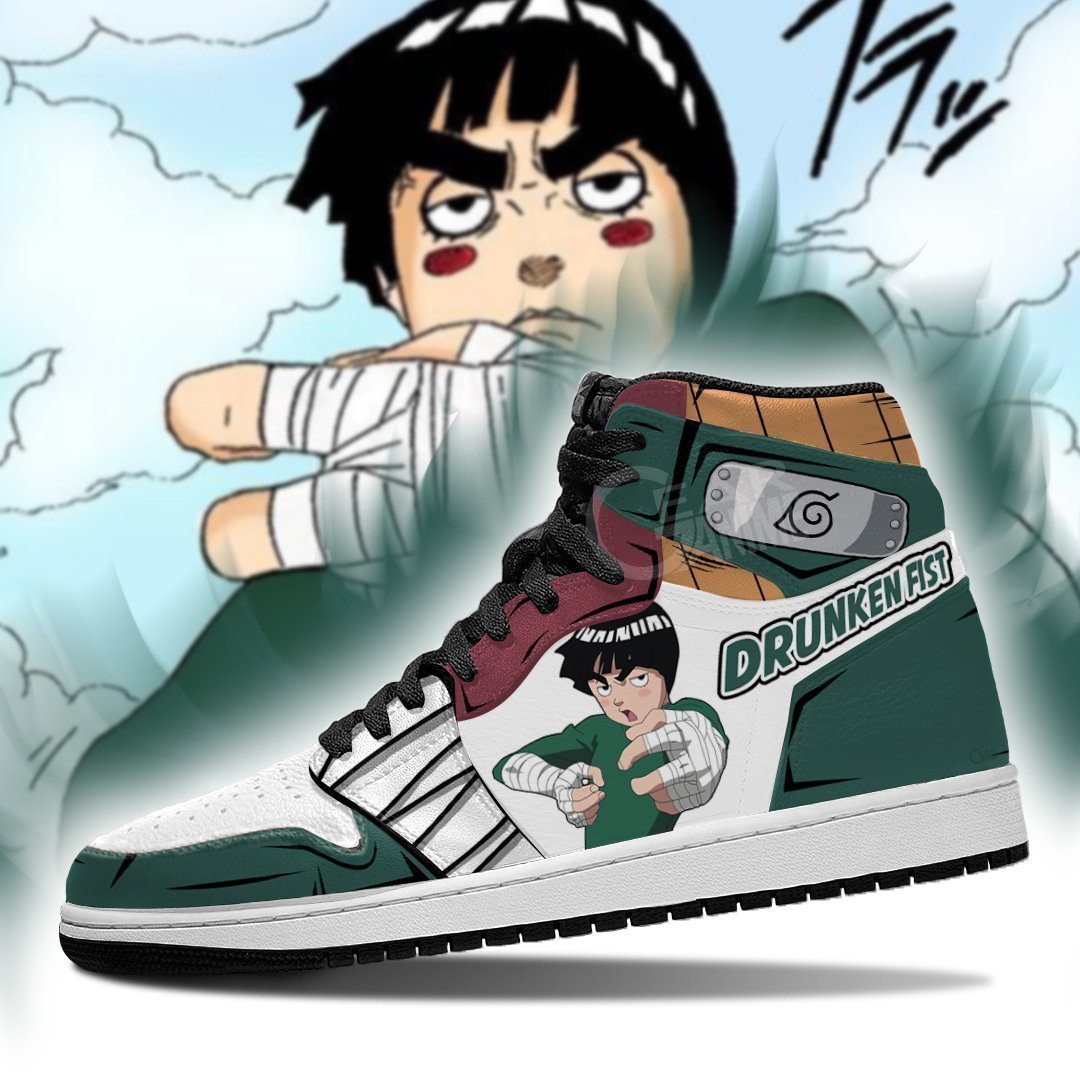 Drunken Fist Rock Lee JD1s Sneakers Naruto Anime Shoes, Air Jordan Hightop