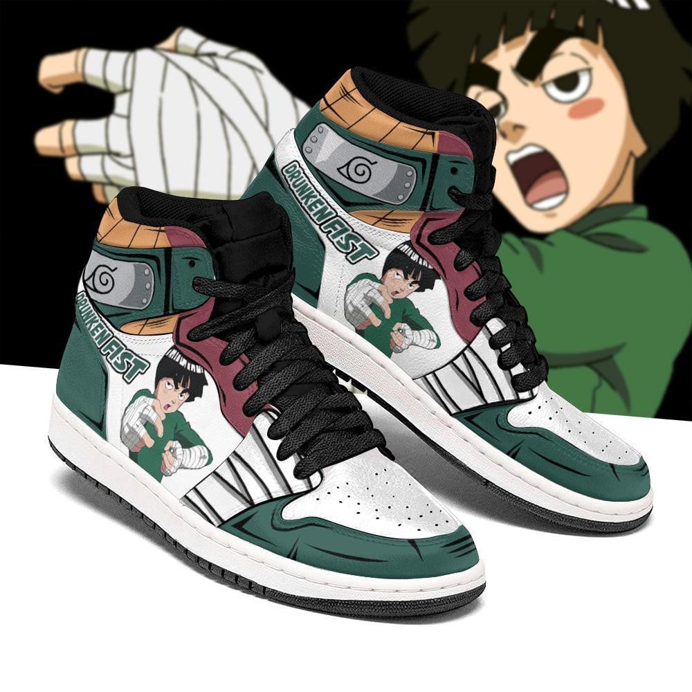 Drunken Fist Rock Lee JD1s Sneakers Naruto Anime Shoes, Air Jordan Hightop
