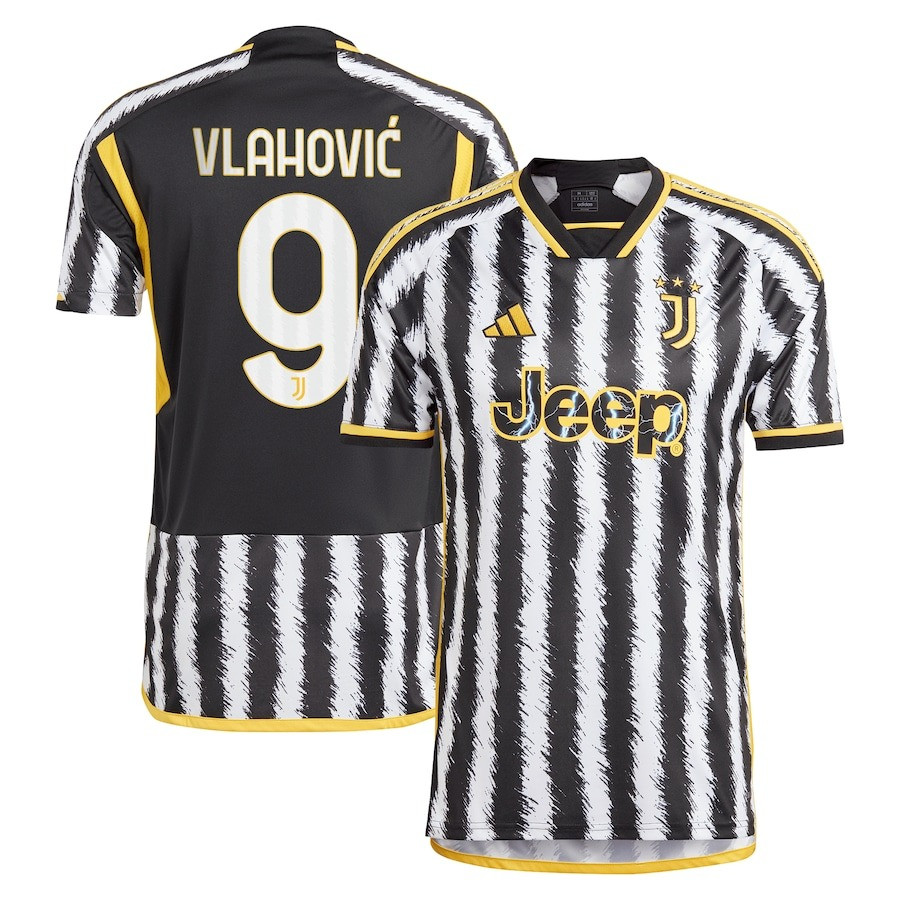 Dusan Vlahovic 9 Juventus 2023/24 Home Men Soccer Jersey – Black