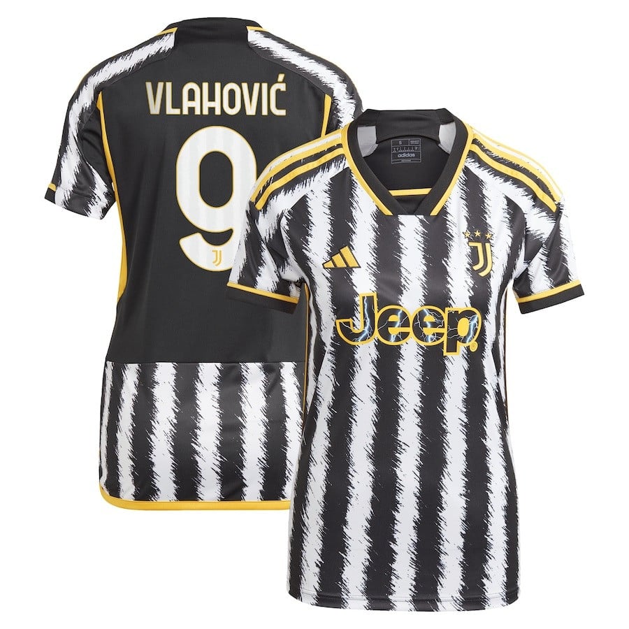 Dusan Vlahovic 9 Juventus 2023/24 Home Women Soccer Jersey – Black