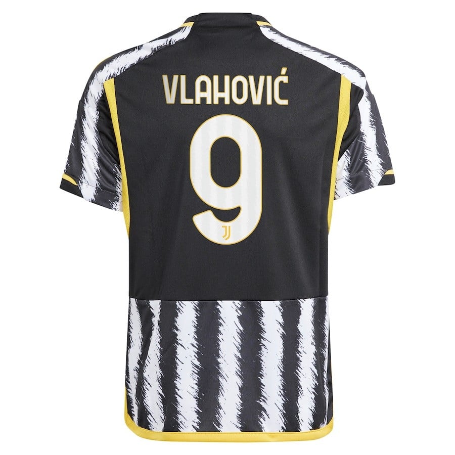 Dusan Vlahovic 9 Juventus 2023/24 Home  Soccer Jersey – Black
