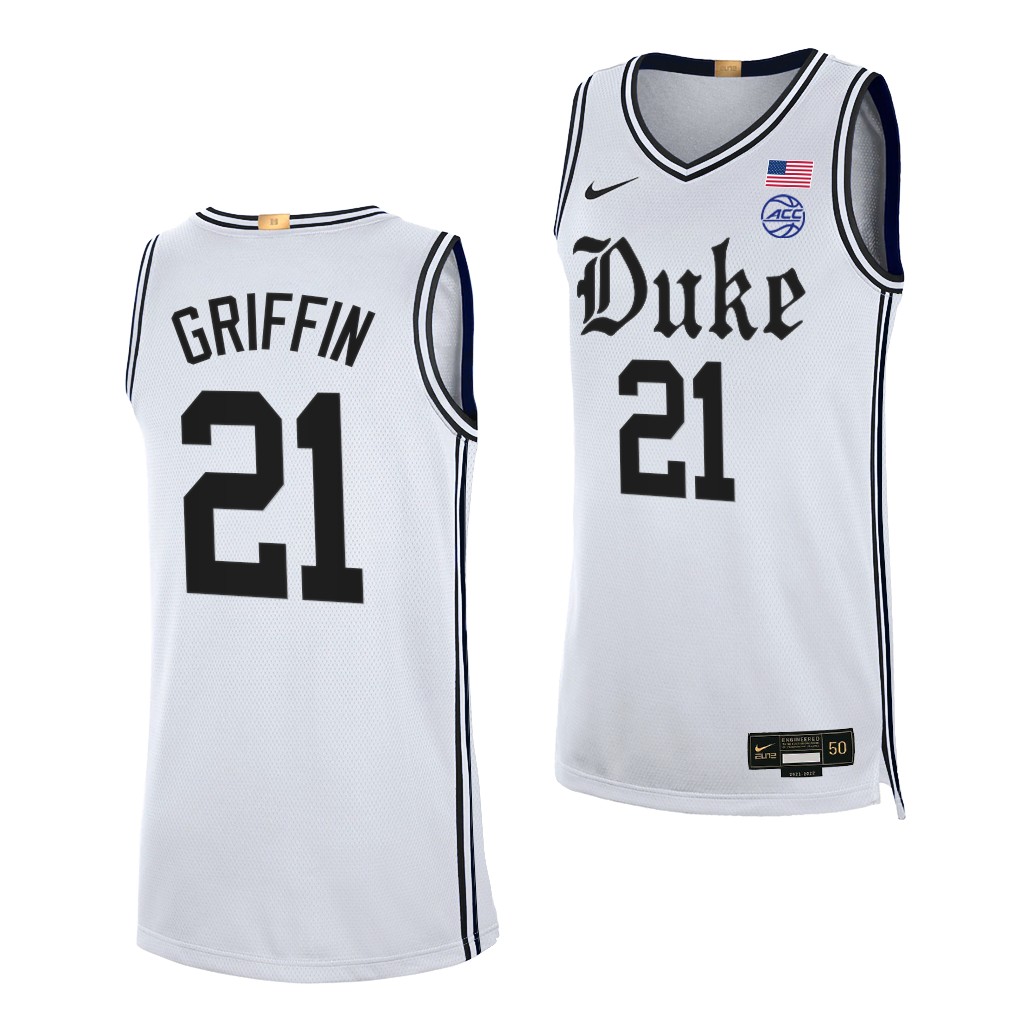 Duke Blue Devils AJ Griffin #21 White Cameron Brotherhood uniform 2021-22 Limited Jersey
