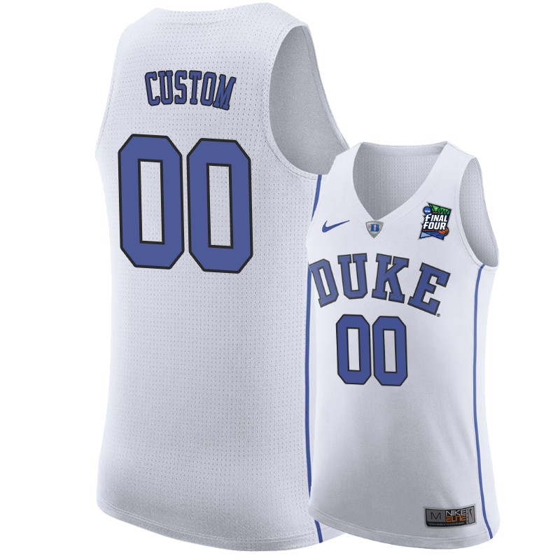 Duke Blue Devils Custom #00 White 2019 Final-Four Jersey