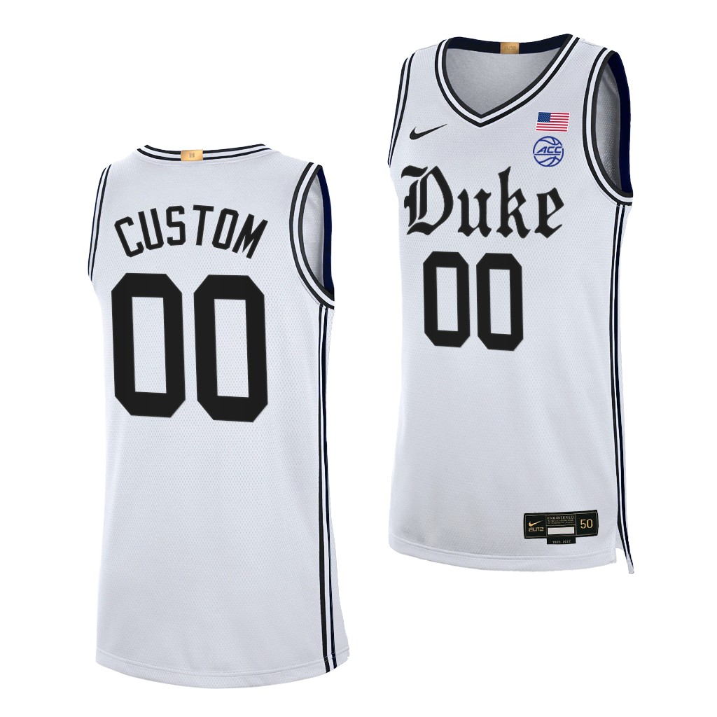 Duke Blue Devils Custom #00 White Cameron Brotherhood uniform 2021-22 Limited Jersey