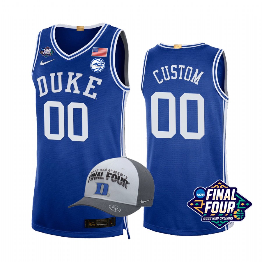 Duke Blue Devils Custom 2022 March Madness Final Four #00 Jersey Royal
