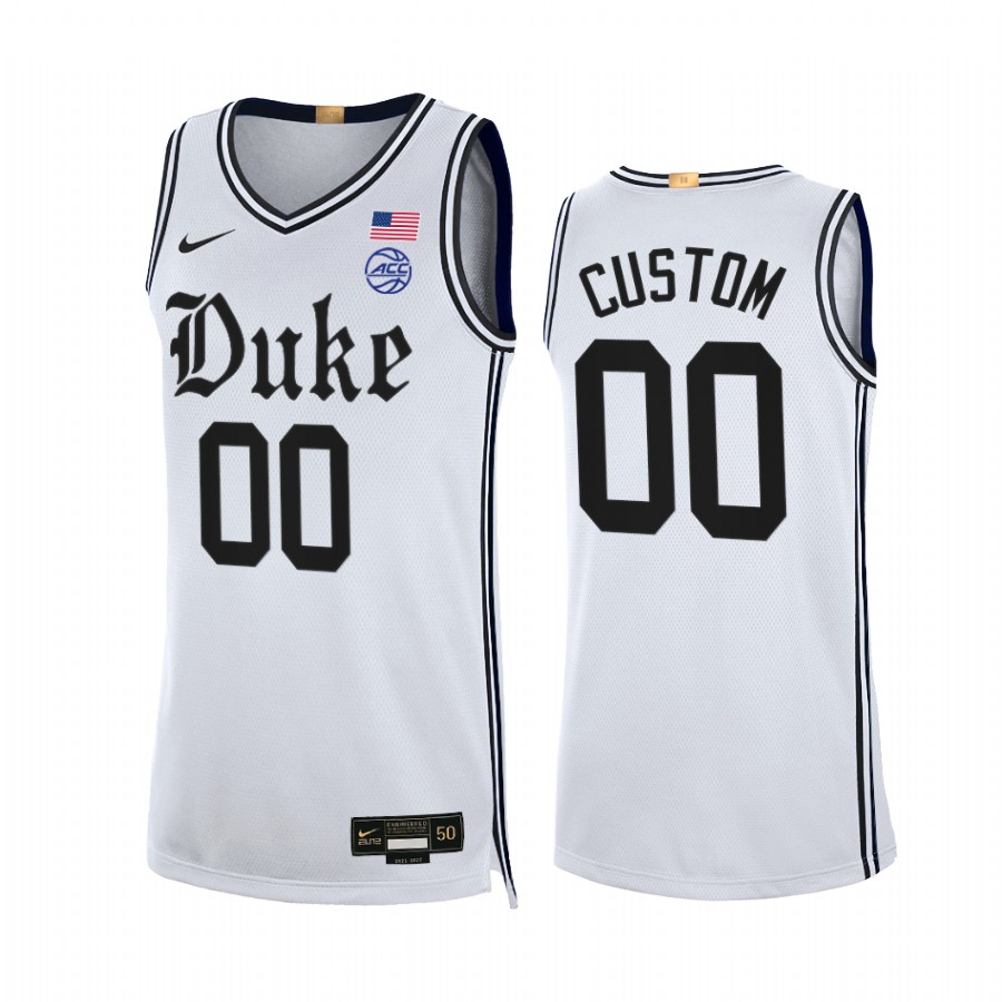 Duke Blue Devils Custom Jersey 2021-22 The Brotherhood White Limited Uniform