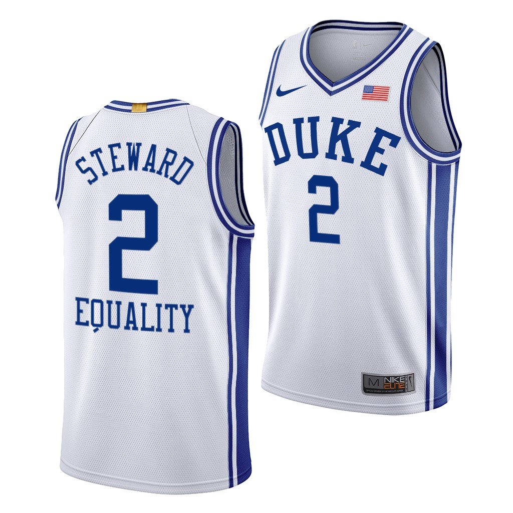 Duke Blue Devils DJ Steward White 2020-21 Equality BLM Social justice Jersey