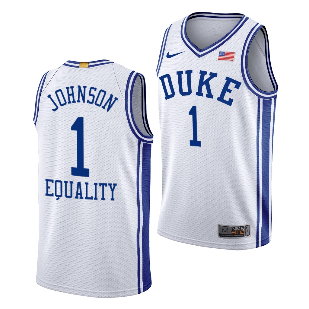 Duke Blue Devils Jalen Johnson White 2020-21 Equality BLM Social justice Jersey