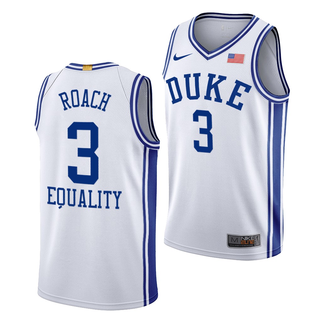 Duke Blue Devils Jeremy Roach White 2020-21 Equality BLM Social justice Jersey