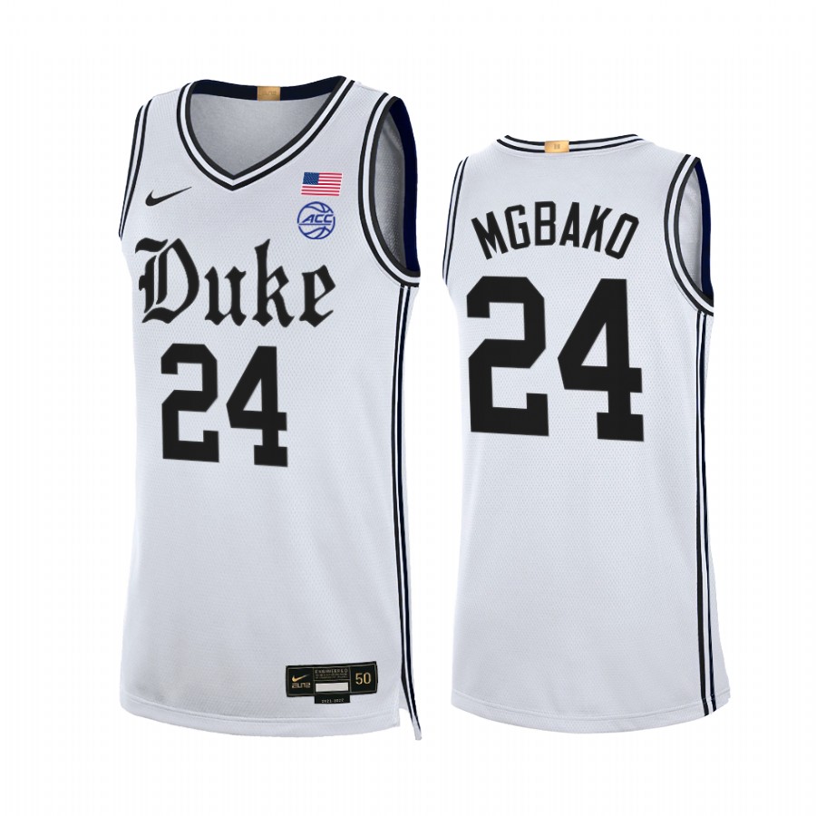 Duke Blue Devils Mackenzie Mgbako Jersey Cameron Brotherhood White College Uniform