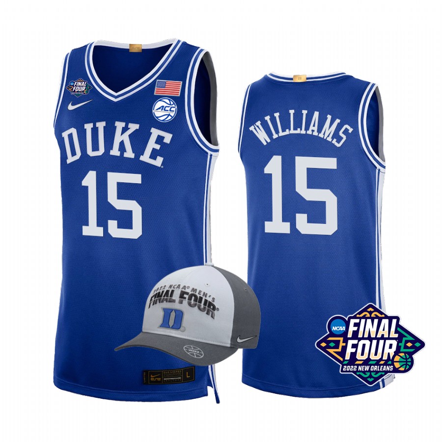 Duke Blue Devils Mark Williams 2022 March Madness Final Four #15 Jersey Royal