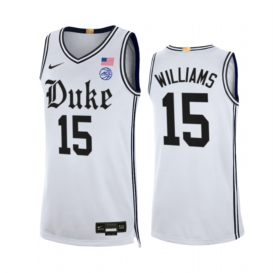 Duke Blue Devils Mark Williams Jersey 2021-22 The Brotherhood White Limited Uniform