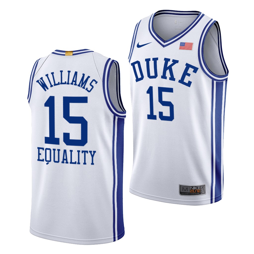Duke Blue Devils Mark Williams White 2020-21 Equality BLM Social justice Jersey