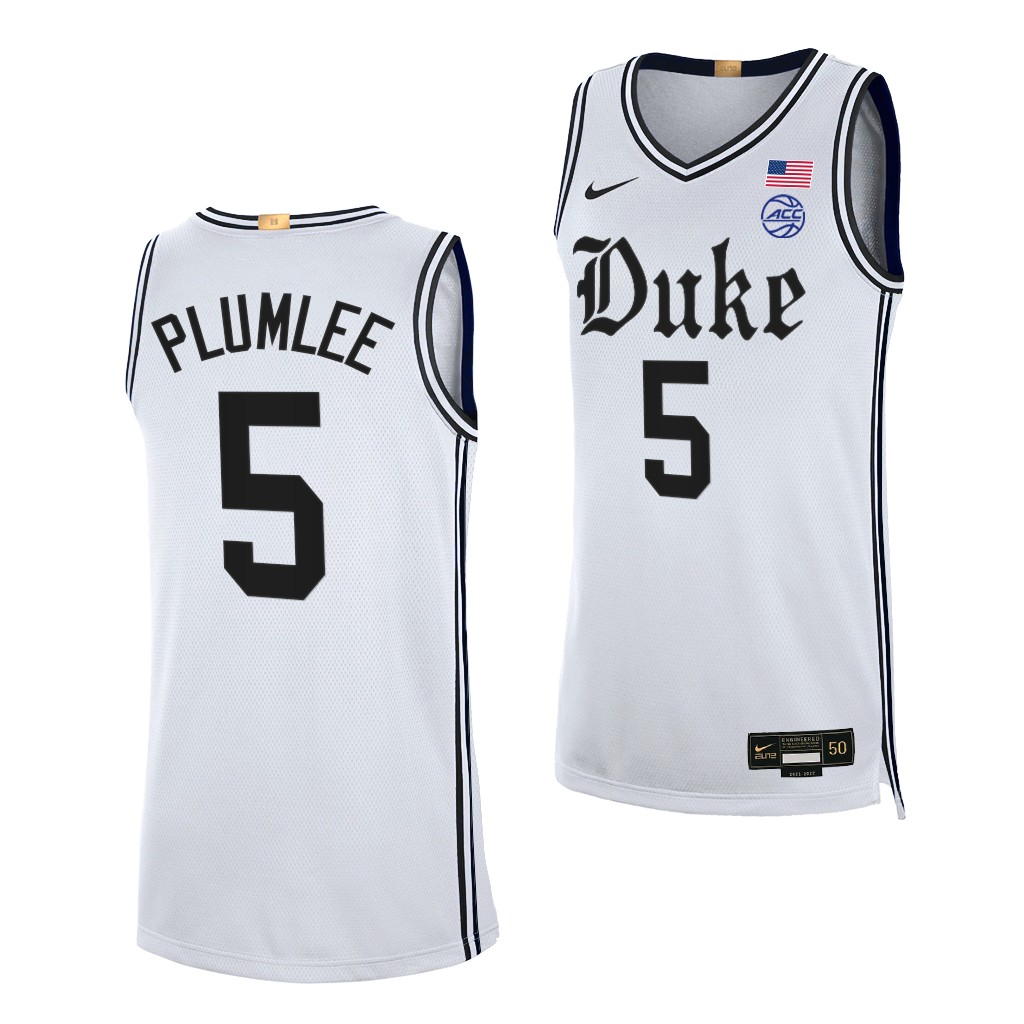 Duke Blue Devils Mason Plumlee #5 White Cameron Brotherhood uniform 2021-22 Alumni Limited Jersey