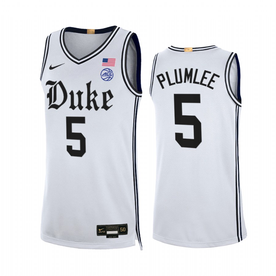 Duke Blue Devils Mason Plumlee Jersey 2021-22 The Brotherhood White Alumni Limited Uniform