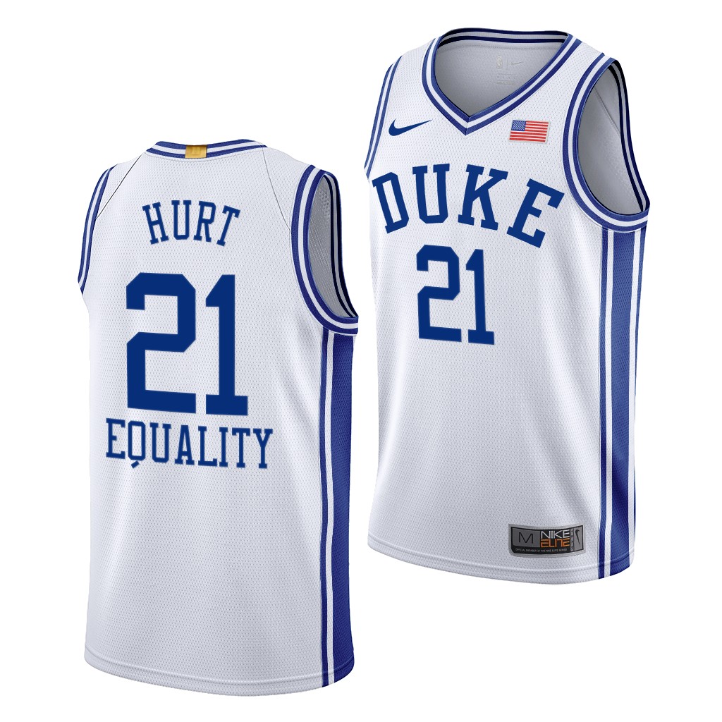 Duke Blue Devils Matthew Hurt White 2020-21 Equality BLM Social justice Jersey