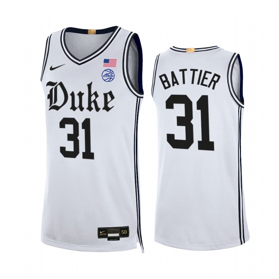 Duke Blue Devils Shane Battier Jersey 2021-22 The Brotherhood White Alumni Limited Uniform