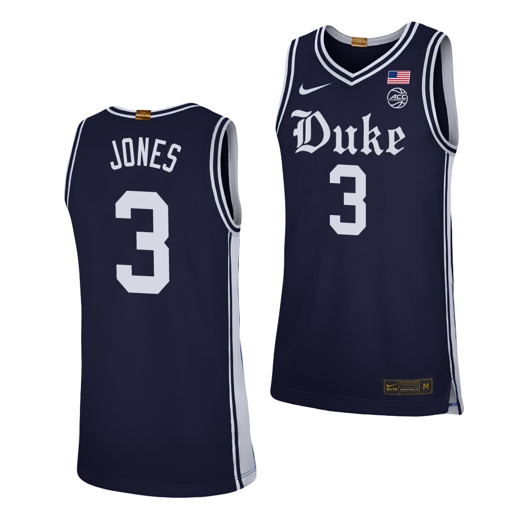 Duke Blue Devils Tre Jones Navy Alternate Brotherhood Jersey