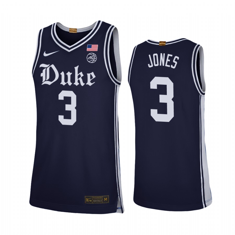 Duke Blue Devils Tre Jones Navy Alternate Brotherhood Jersey