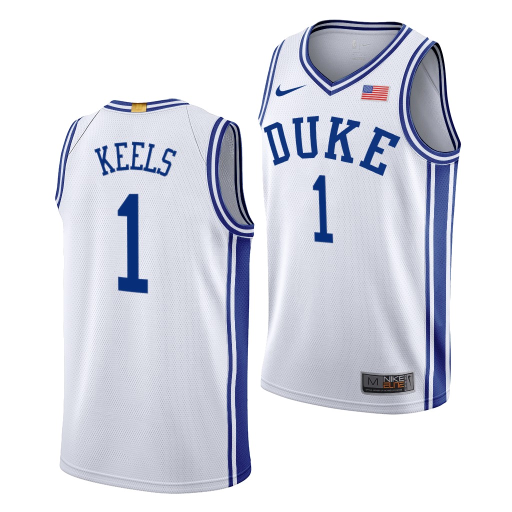 Duke Blue Devils Trevor Keels #1 White Home Jersey 2021 Class