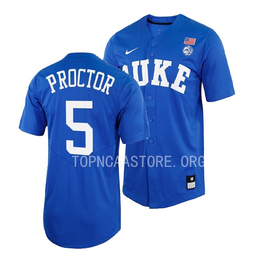 Duke Blue Devils Tyrese Proctor Shirt Royal #5 Jersey Full-Button
