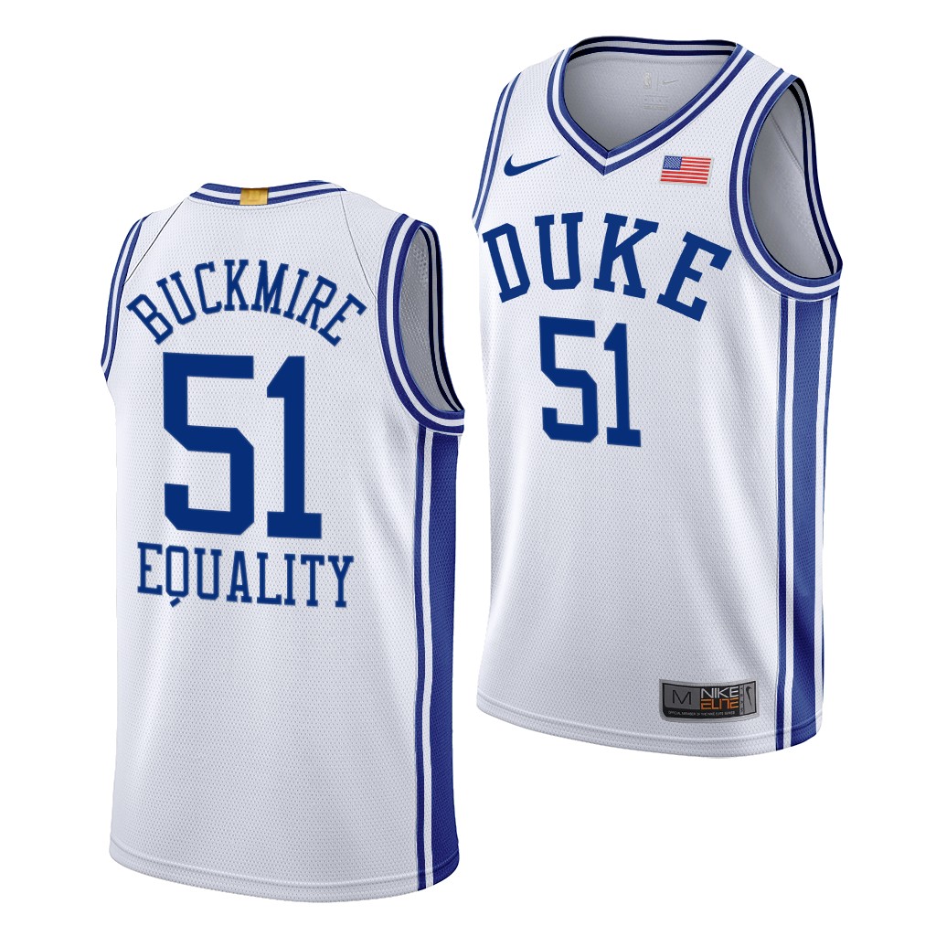Duke Blue Devils Wendell Moore White 2020-21 Equality BLM Social justice Jersey
