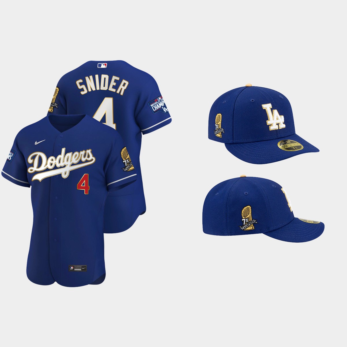 Duke Snider Los Angeles Dodgers 7X Champs Trophy Jersey Cap Jersey - Royal