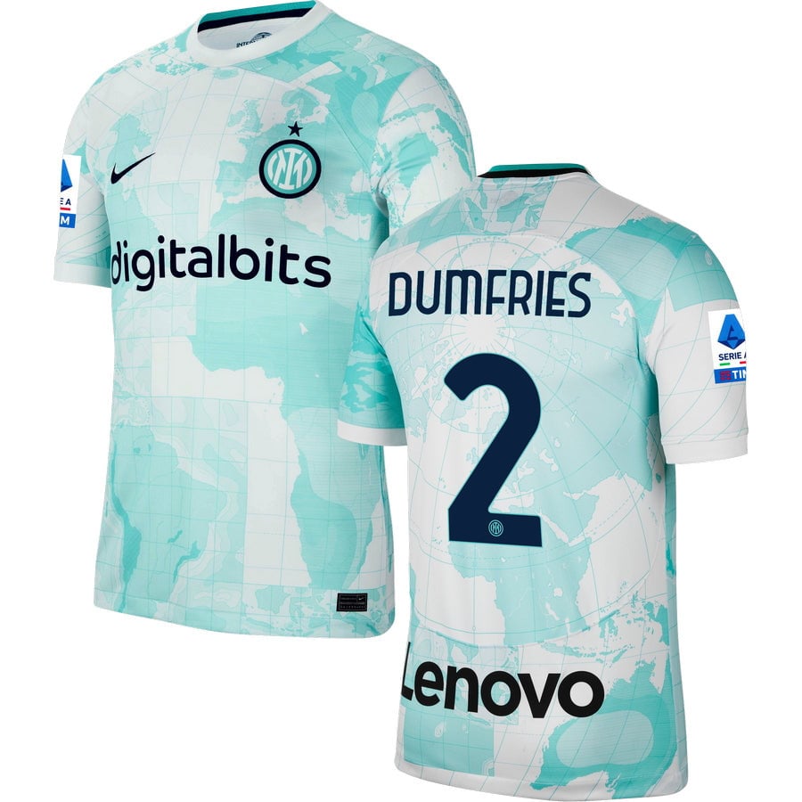 Dumfries 2 Inter Milan Serie A Patch Men 2022/23 Away Jersey – White